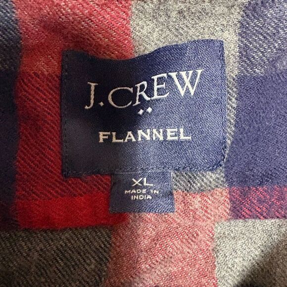 J.Crew Flannel Plaid Long Sleeve Button Down Red Blue Gray Size XL - Picture 5 of 6
